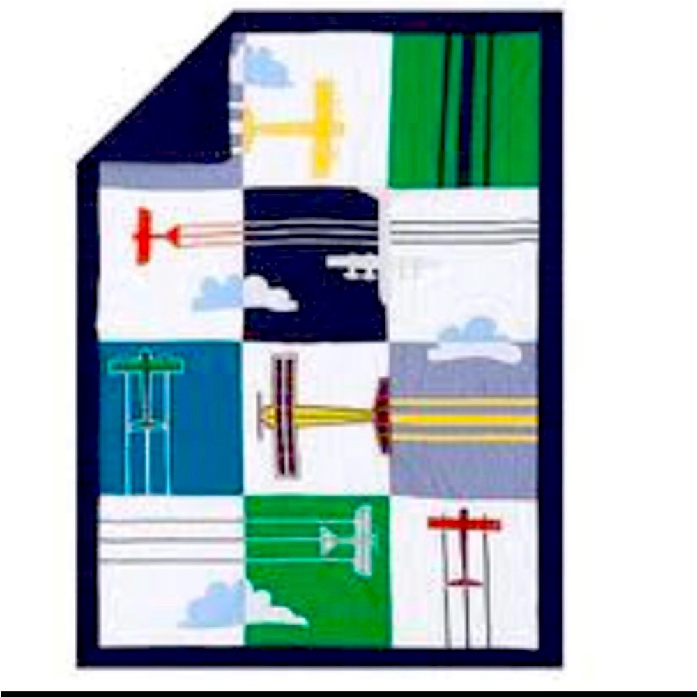 Pottery Barn Airplane Crib Quilt x2 and crib skirt